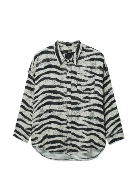 R13 zebra-print frayed shirt