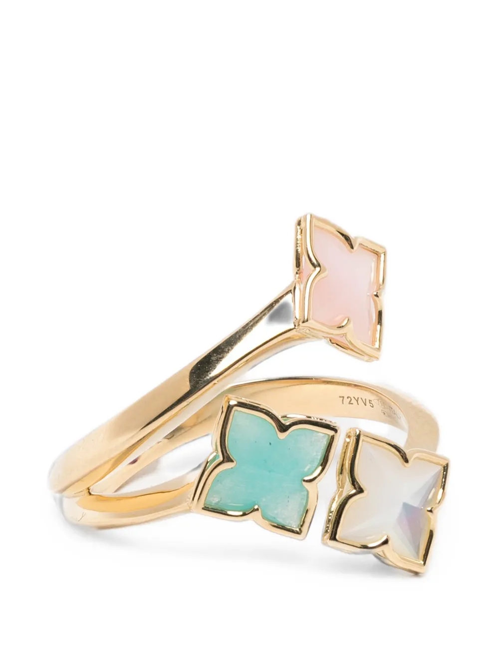 Roberto Coin flower-motif mother-of-pearl and turquoise ring - Oro