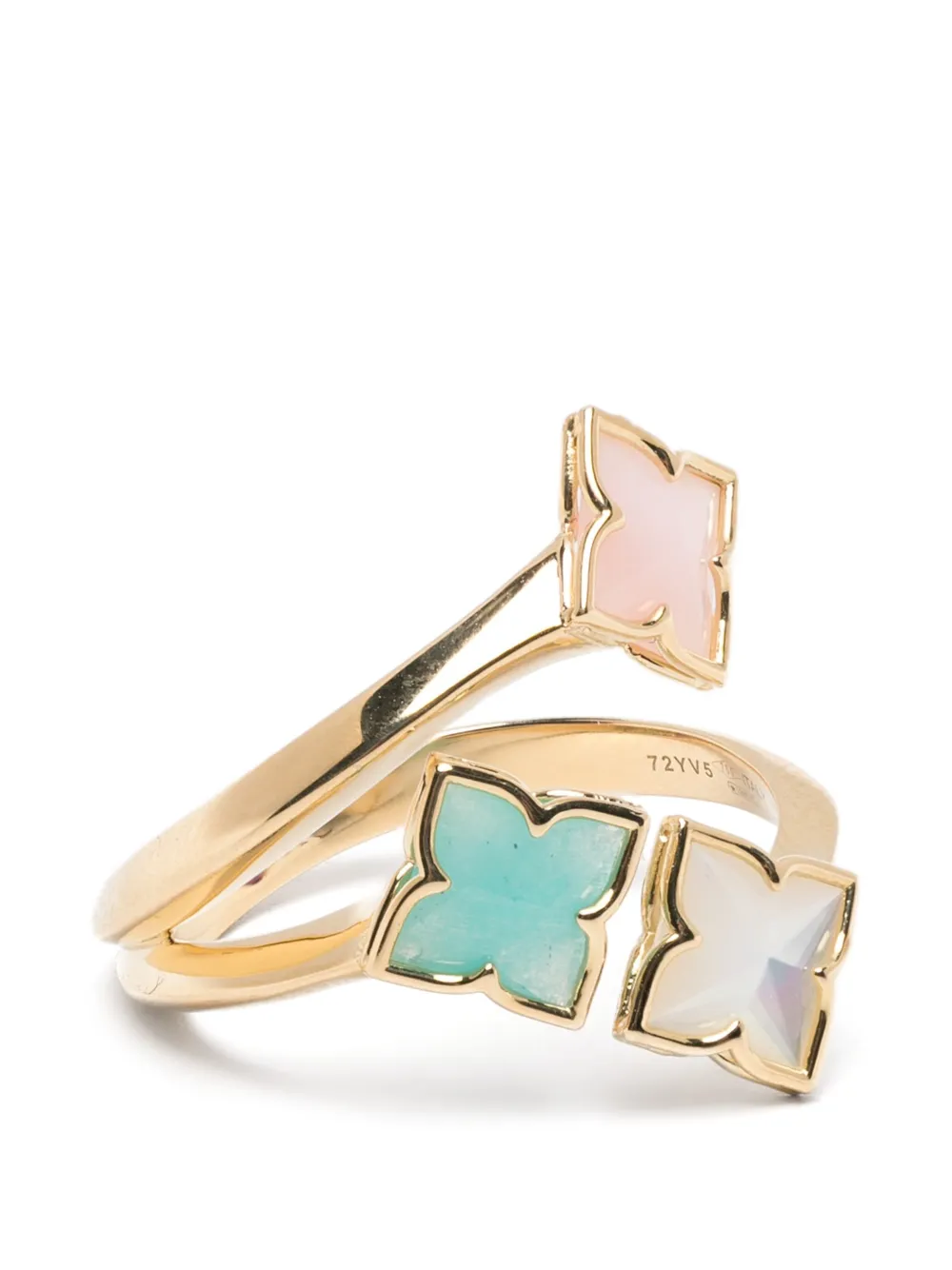 Roberto Coin Perlmutt- und Türkis-Ring mit Blumenmotiv - Gold