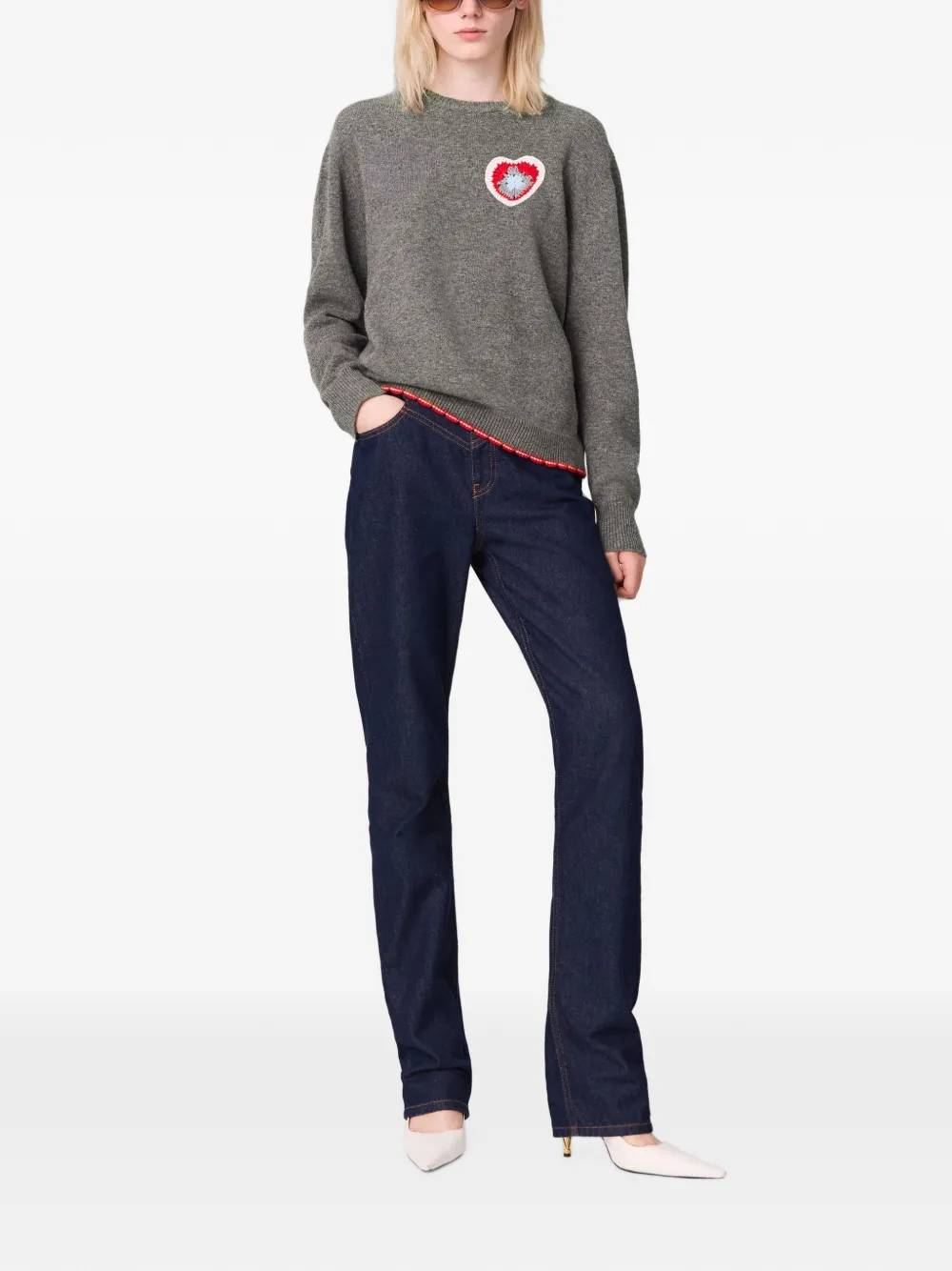 Stella McCartney Wollen trui met gehaakt hart Grijs