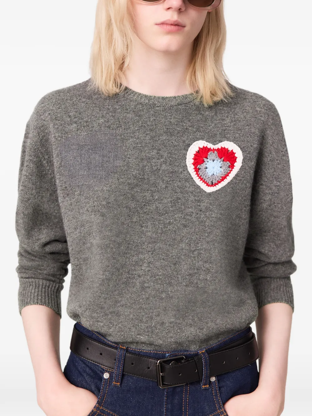 Stella McCartney Wollen trui met gehaakt hart Grijs