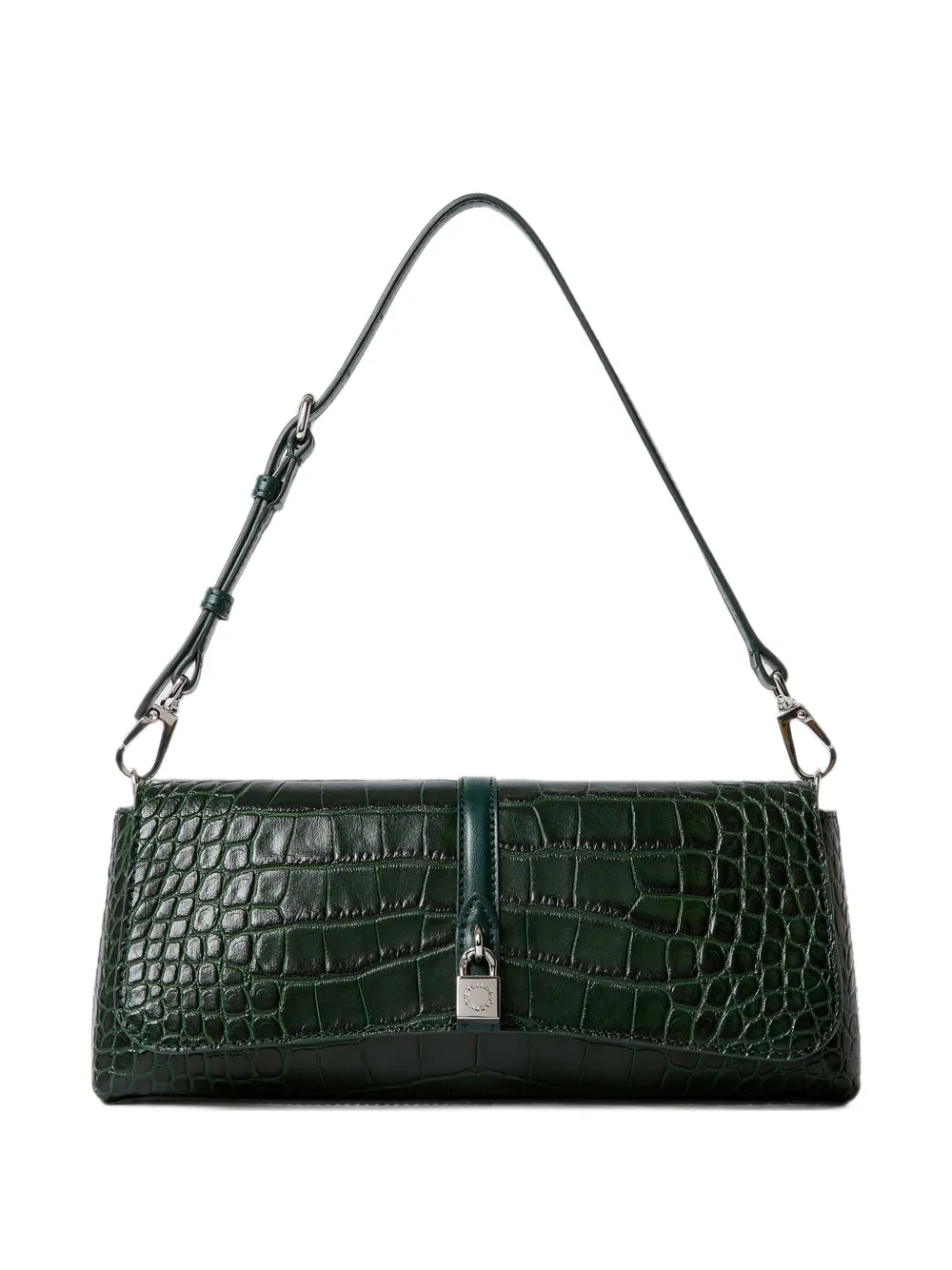 Stella McCartney Borsa a spalla con effetto coccodrillo e lucchetto - Verde