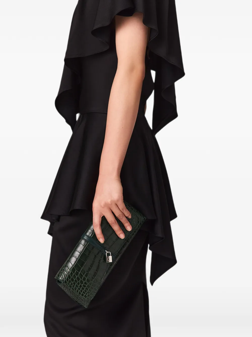Stella McCartney Schoudertas met hangslot en krokodillen-reliëf Groen