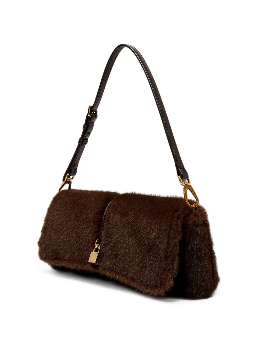 Stella McCartney Schoudertas van imitatiebont met hangslot Bruin