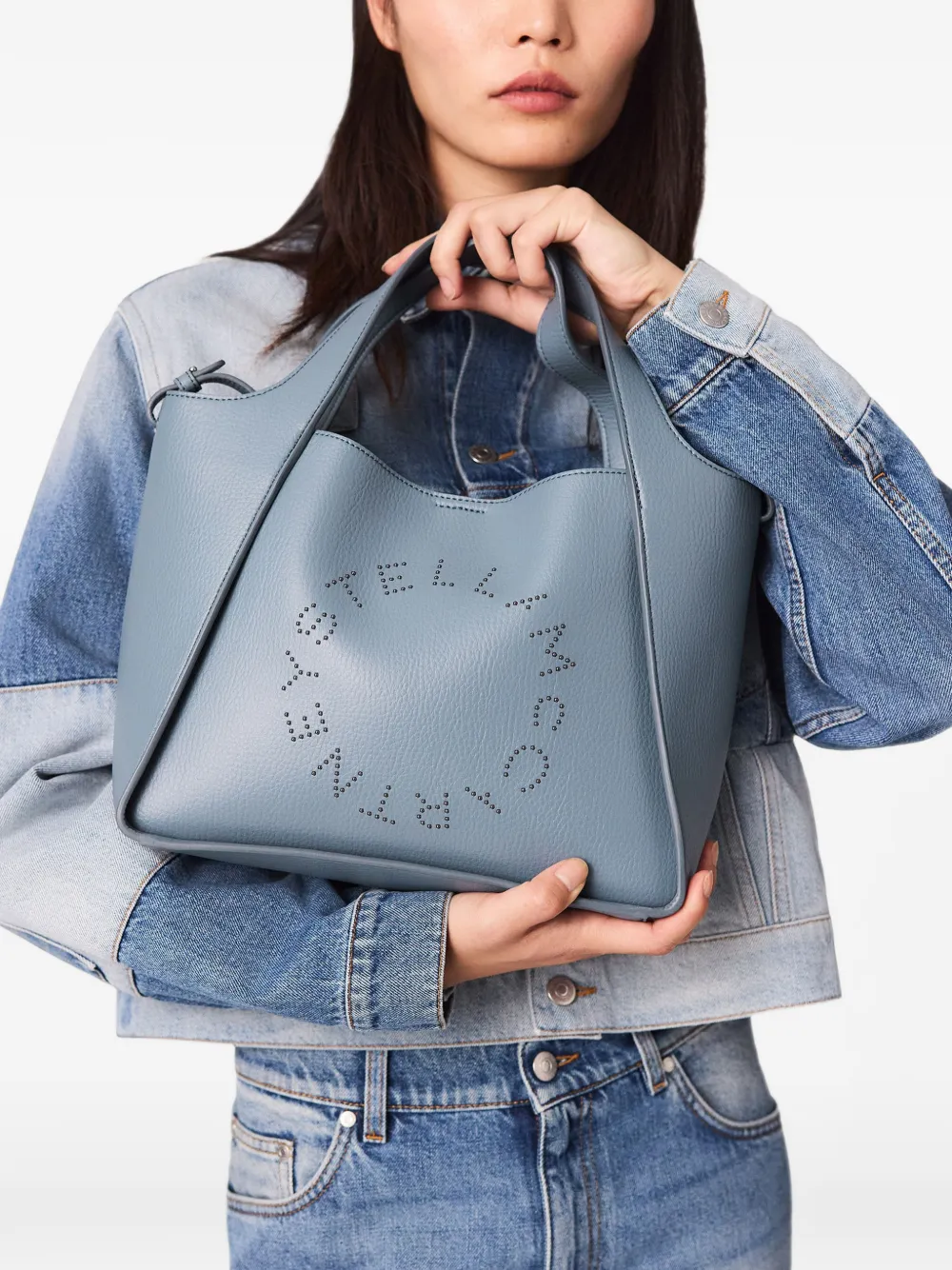 Stella McCartney Crossbody shopper met logo Blauw