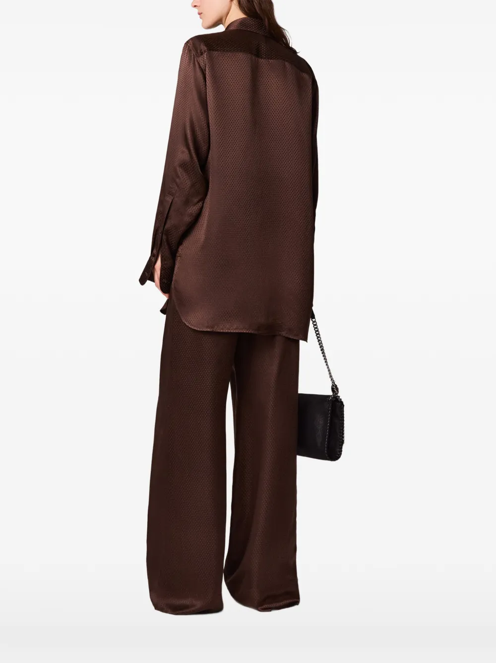 Stella McCartney Zijden broek met ster-jacquard Bruin