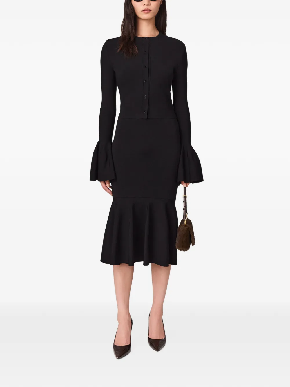 Stella McCartney Compact gebreid vest met klokmouwen Zwart