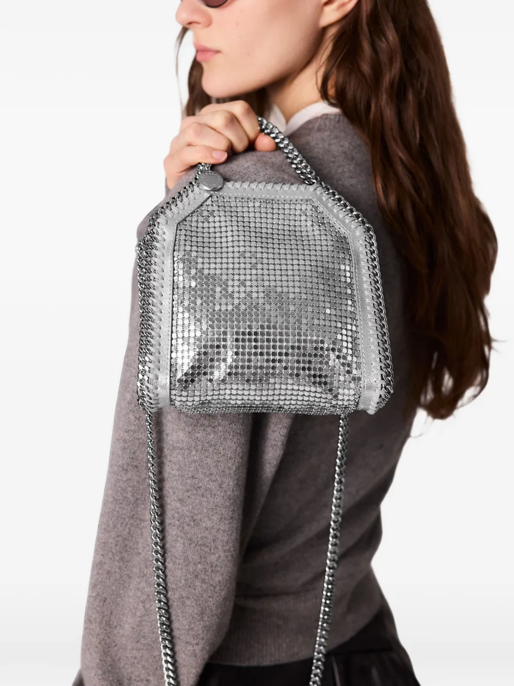 Stella McCartney Falabella mini-shopper met ketting Zilver