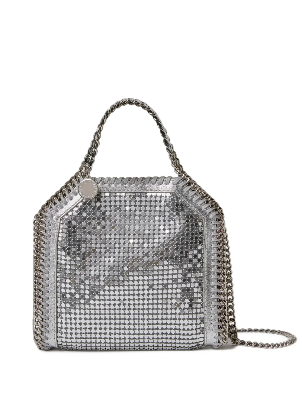 Stella Mccartney Falabella Chainmail Tiny Tote Bag In Gray