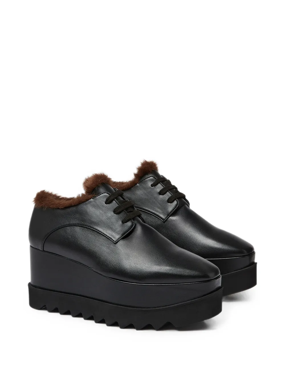 Stella McCartney Elyse faux-fur lace-up shoes Zwart