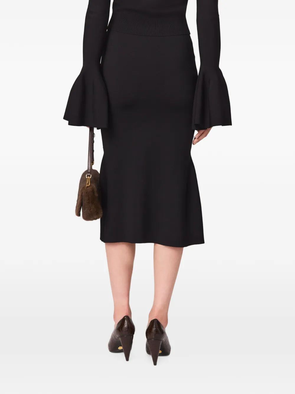 Stella McCartney Compact gebreide flared midi-rok Zwart