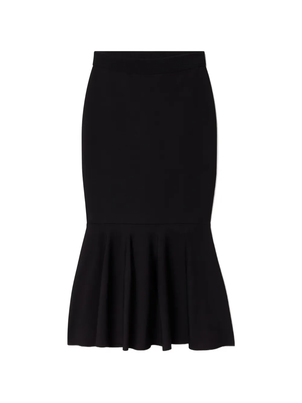 Stella Mccartney Compact-knit Flared Midi Skirt In Black