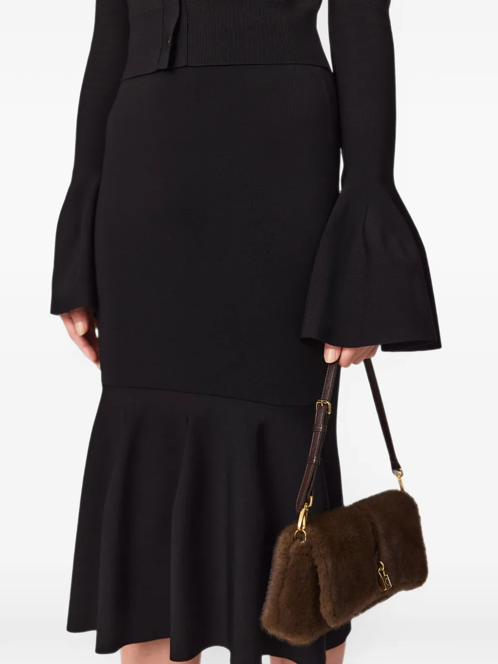 Stella McCartney Compact gebreide flared midi-rok Zwart