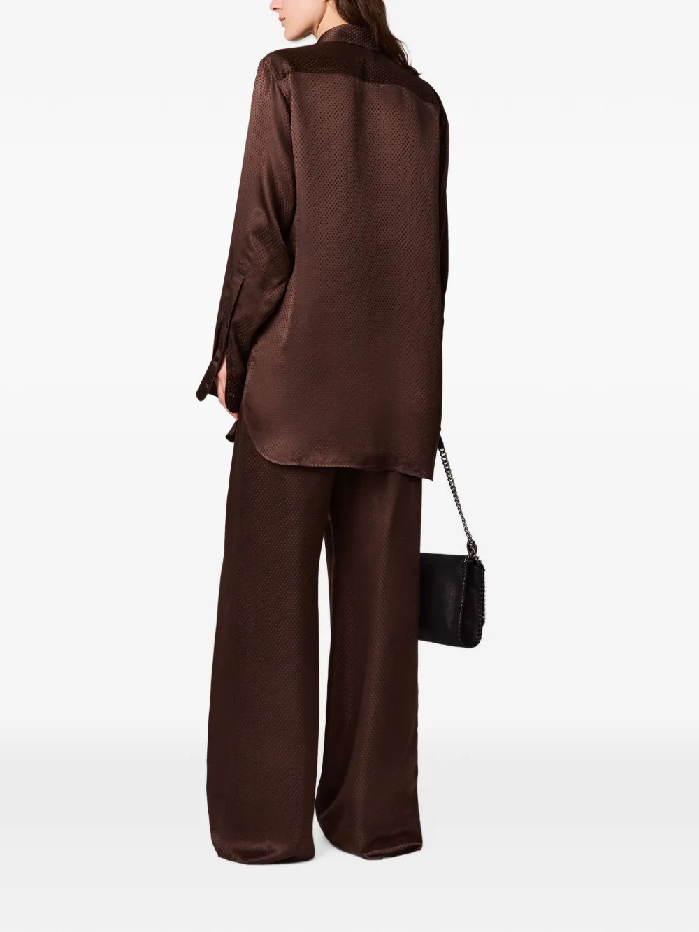 Stella McCartney Zijden blouse met jacquard Bruin