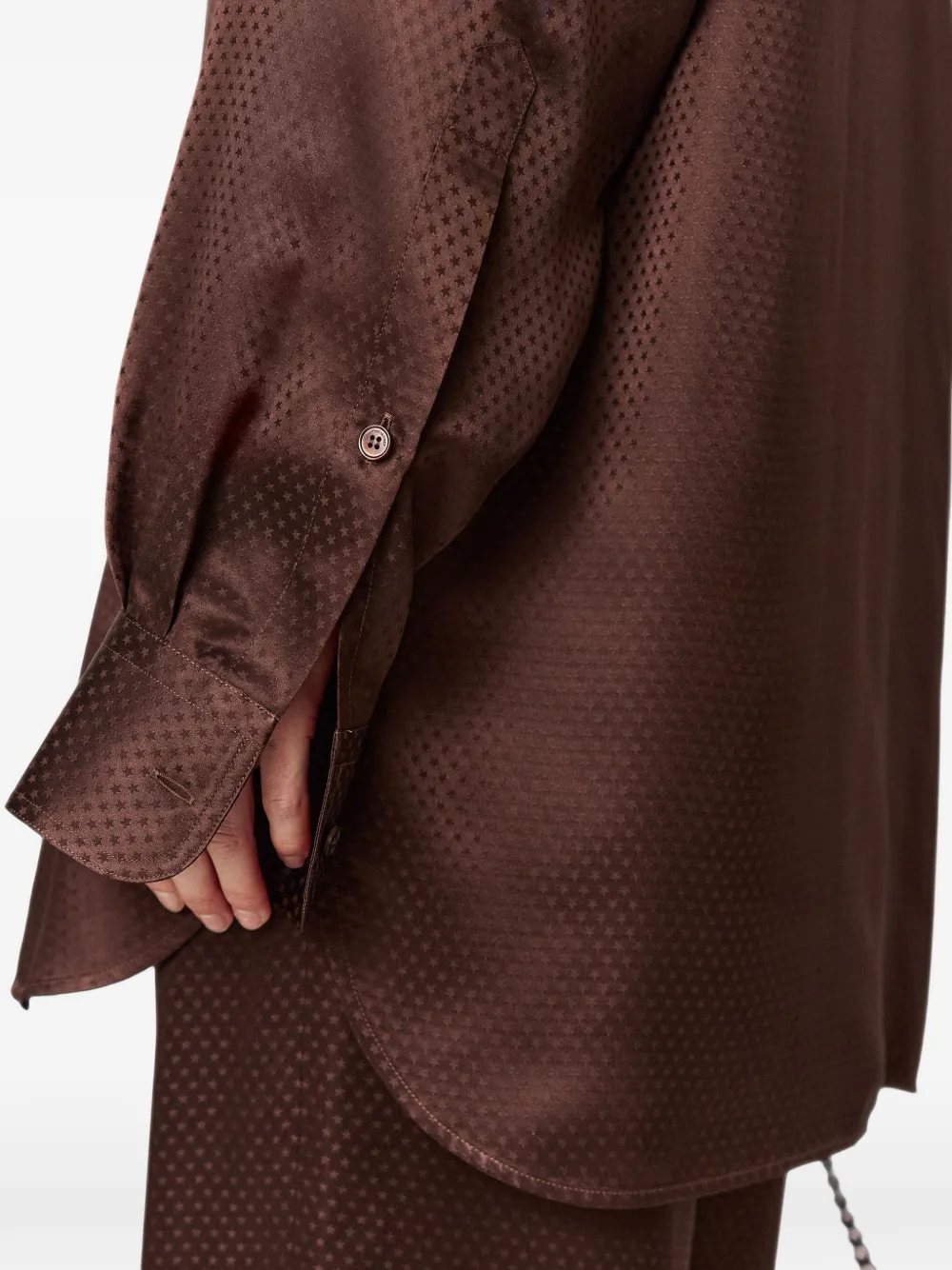 Stella McCartney Zijden blouse met jacquard Bruin