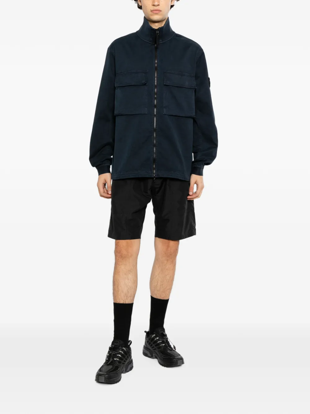 Stone Island Jack met logopatch Blauw