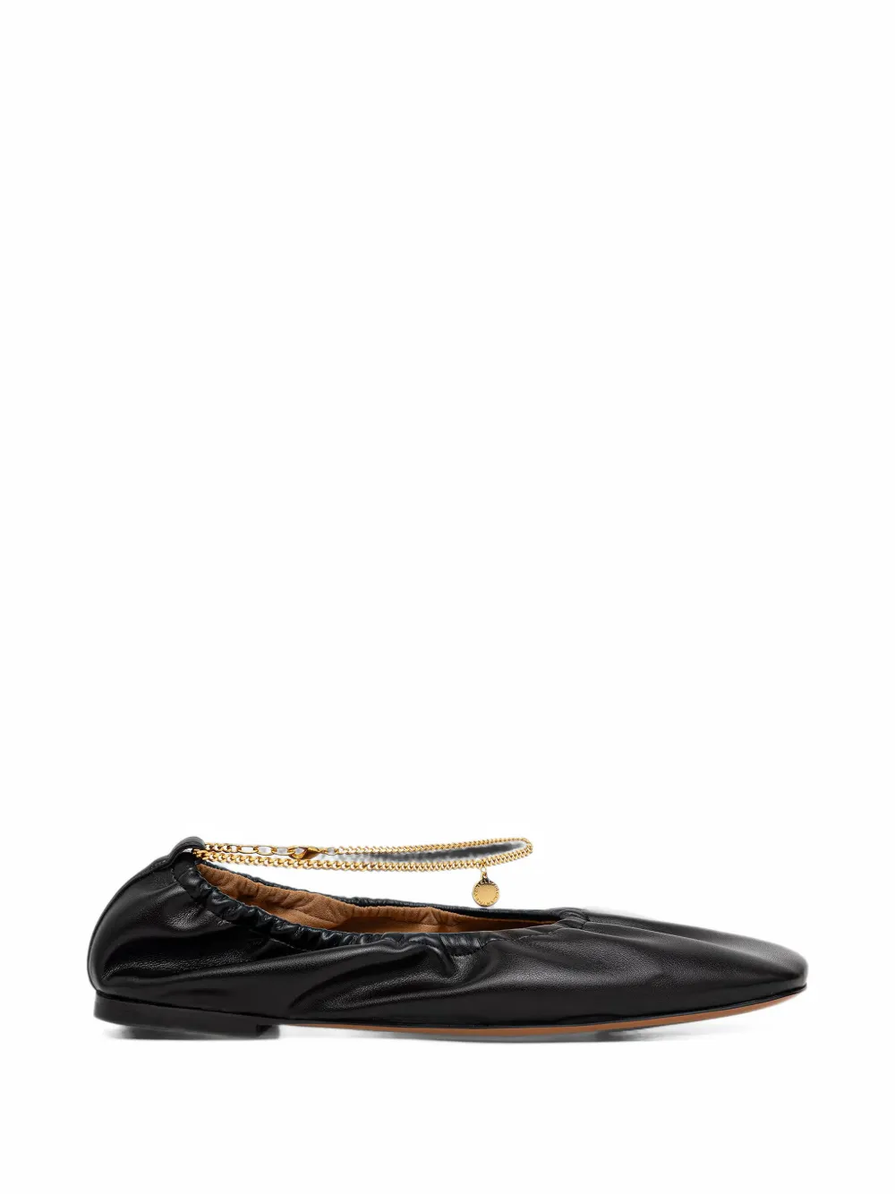 Stella McCartney chain-embellished ruched-detail ballet flats - Nero