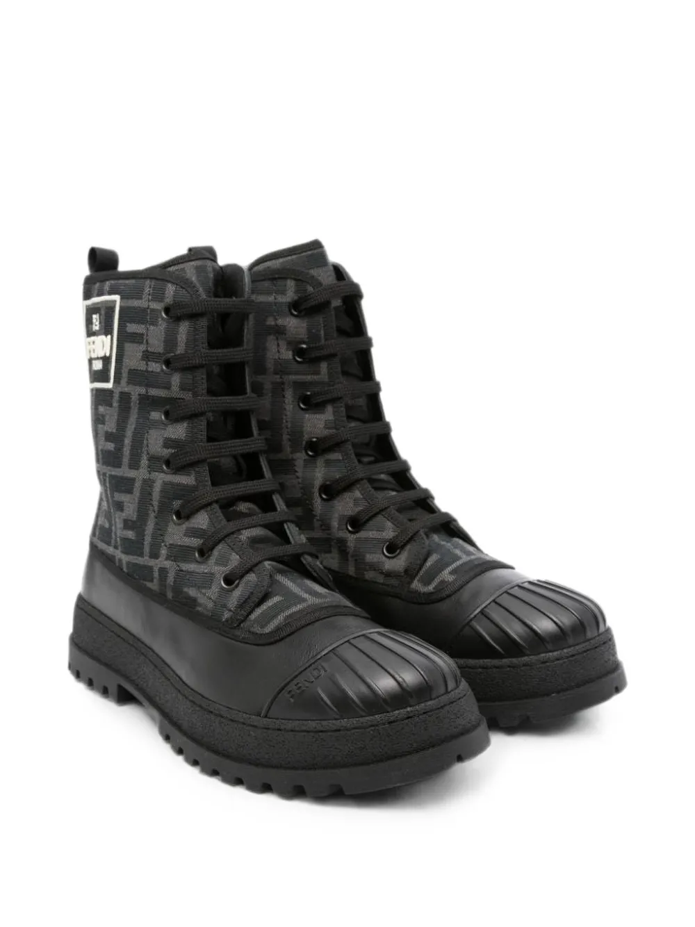 Fendi Kids zucca monogram ankle boots - Nero