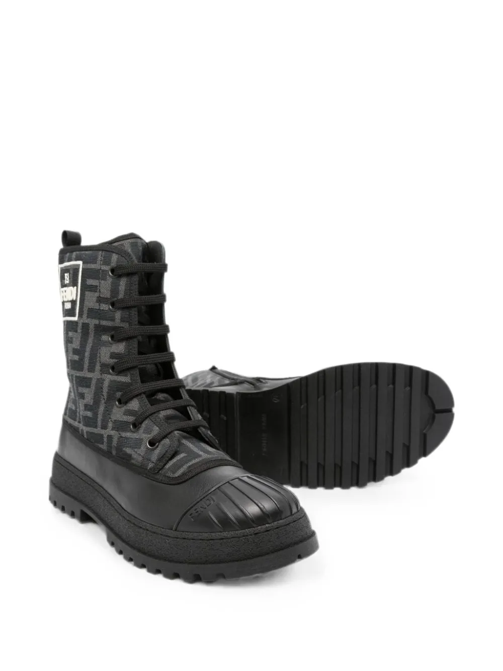 Fendi Kids zucca monogram ankle boots Zwart