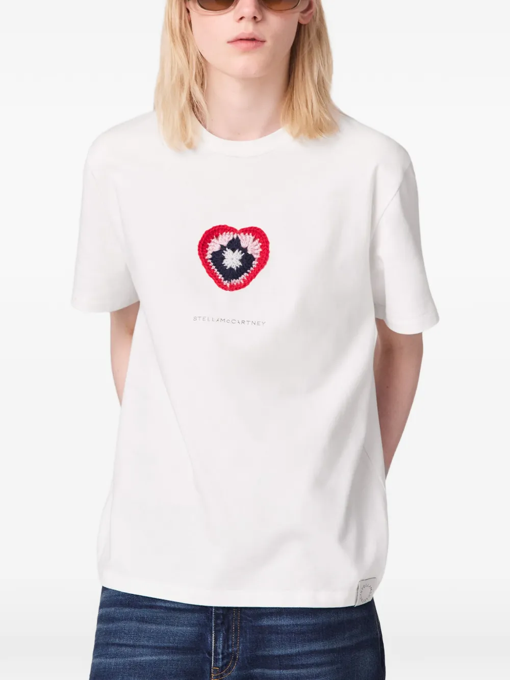 Stella McCartney T-shirt met gehaakt hart Wit