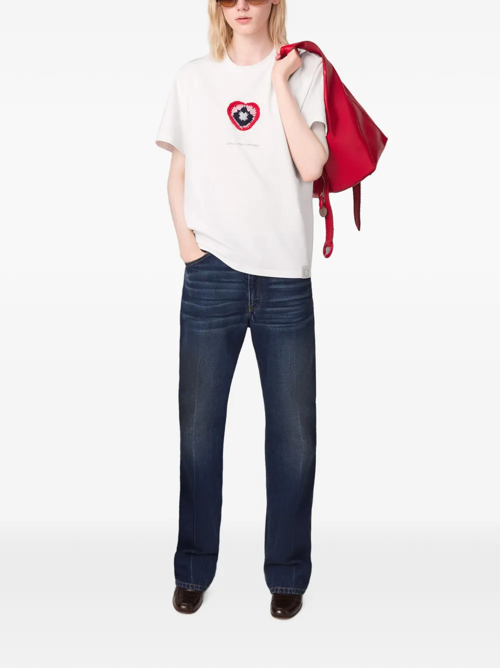 Stella McCartney T-shirt met gehaakt hart Wit