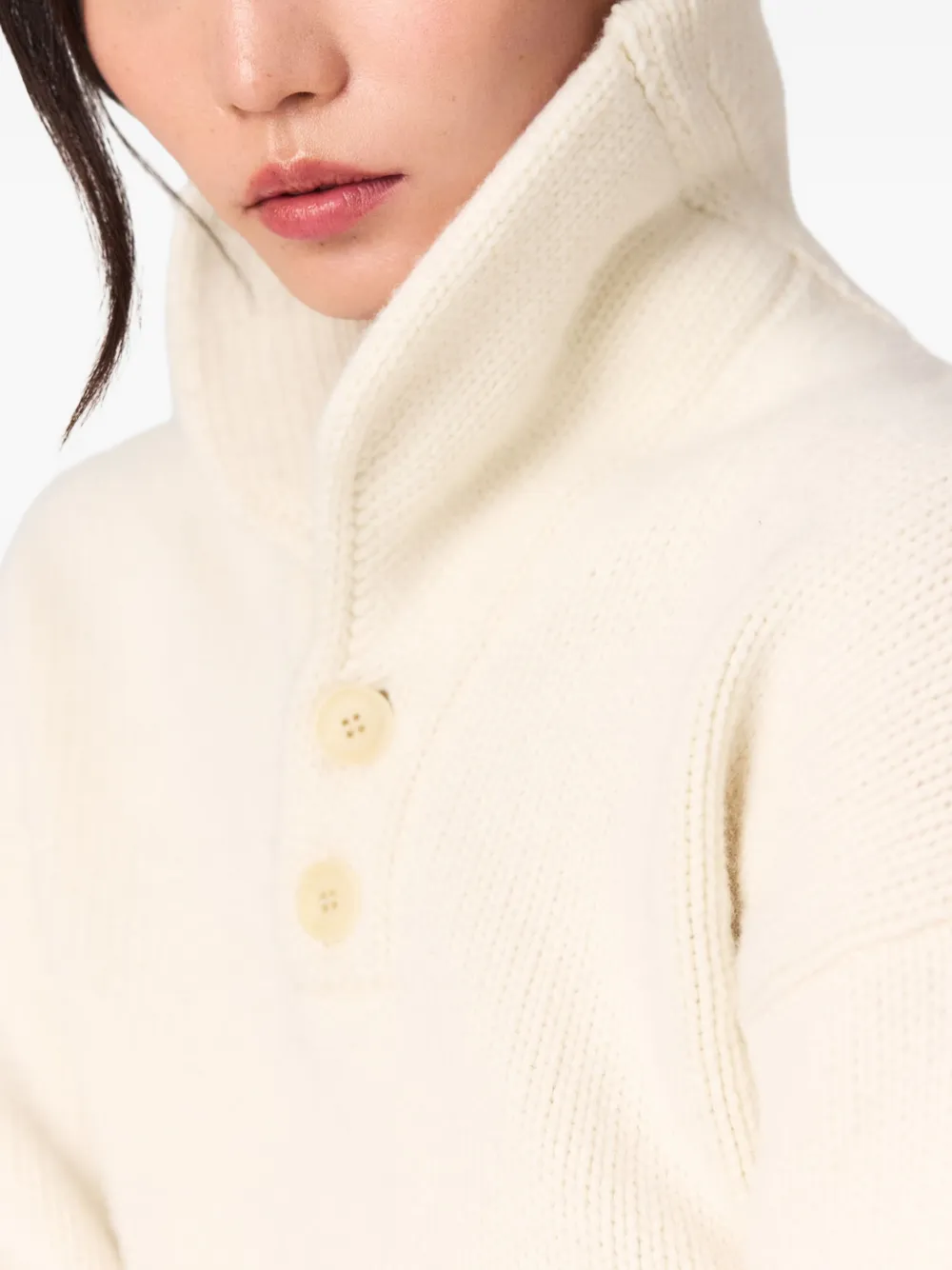 Stella McCartney Trui met sjaalkraag en knoopsluiting Beige