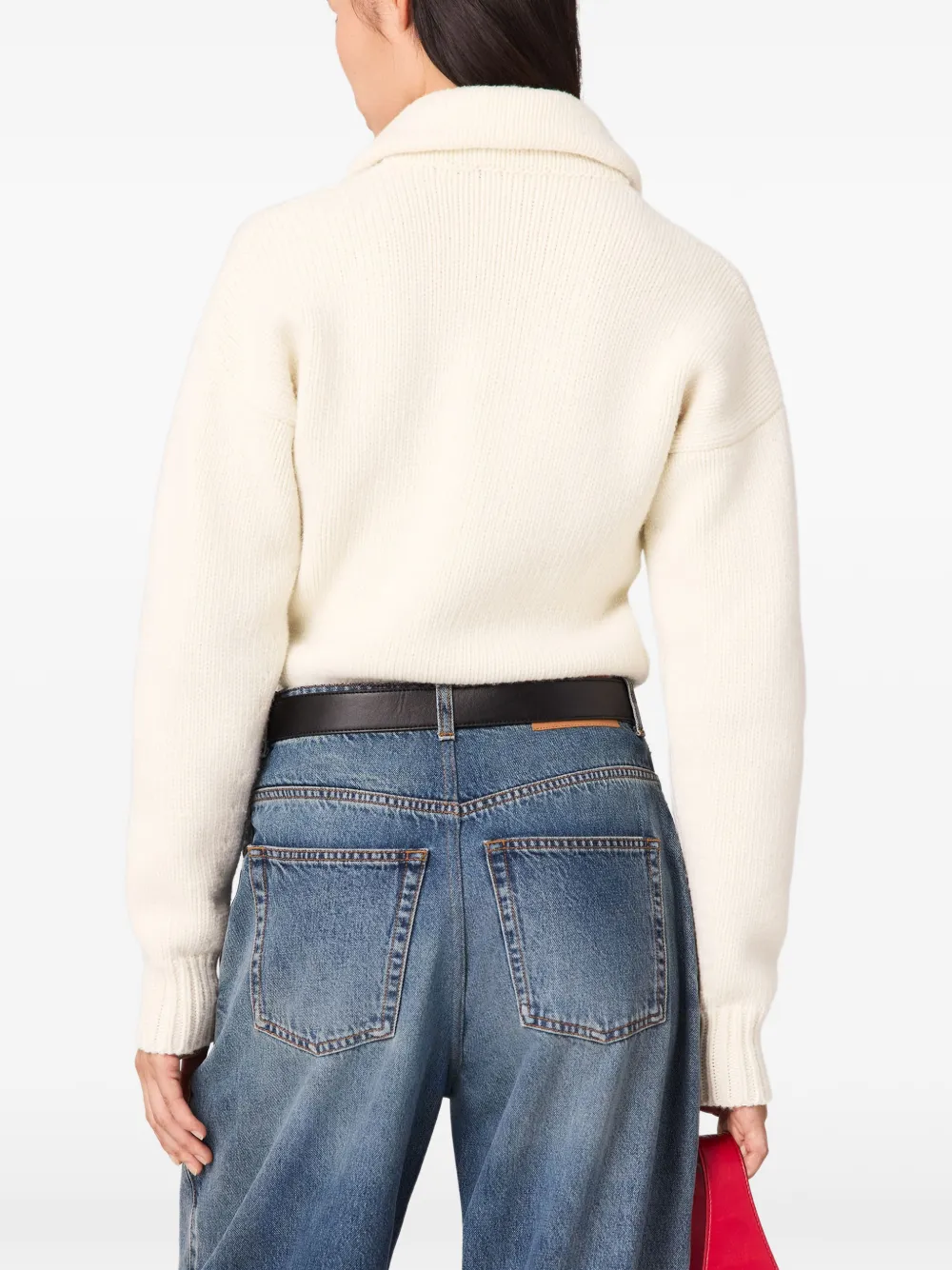 Stella McCartney Trui met sjaalkraag en knoopsluiting Beige