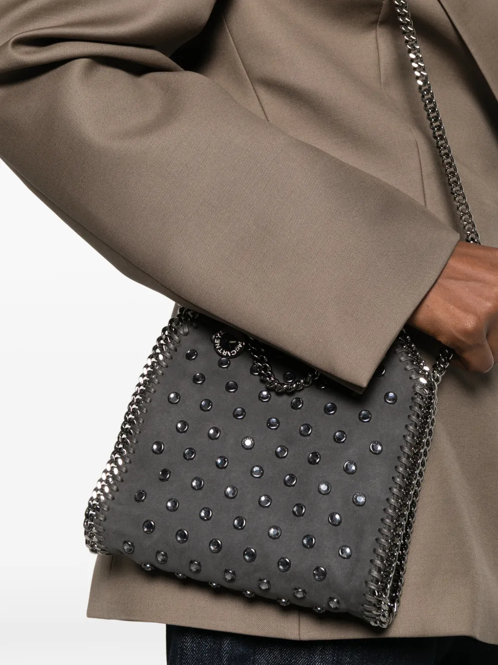 Stella McCartney Falabella crystal-embellished tote bag Grijs