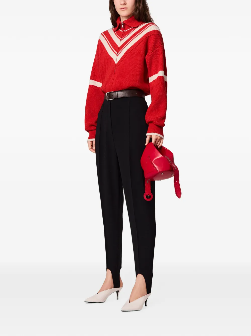 Stella McCartney Gebreid jack met kraag en rits Rood
