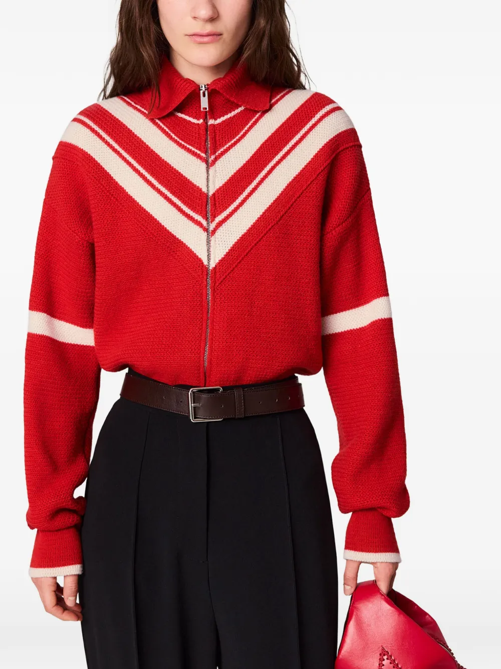 Stella McCartney Gebreid jack met kraag en rits Rood