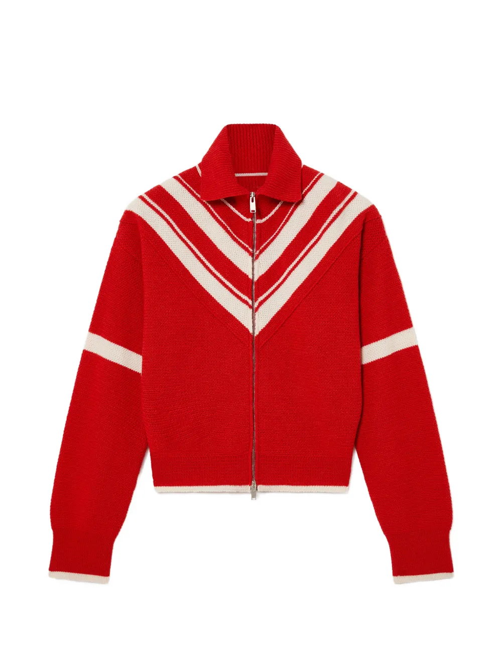 Stella Mccartney Collared Zipper Knit Jacket In Red