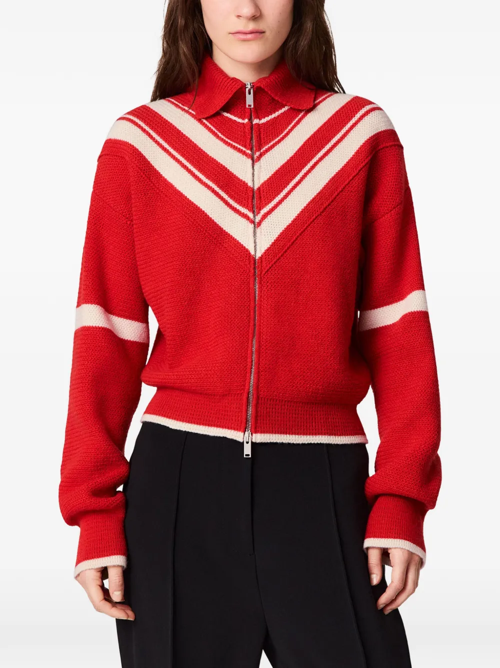 Stella McCartney Gebreid jack met kraag en rits Rood