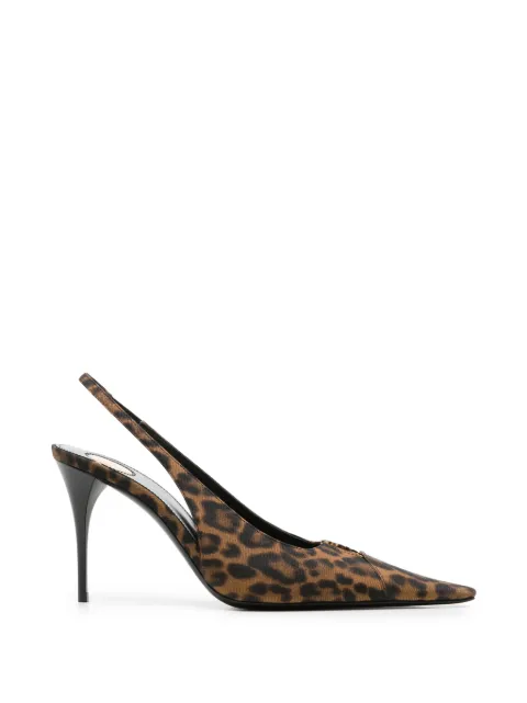 Saint Laurent leopard-print slingback pumps