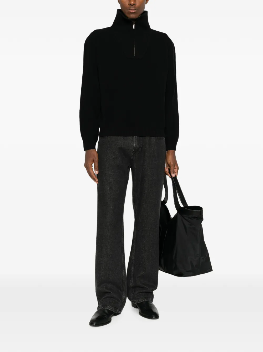 Saint Laurent Ribgebreide trui Zwart