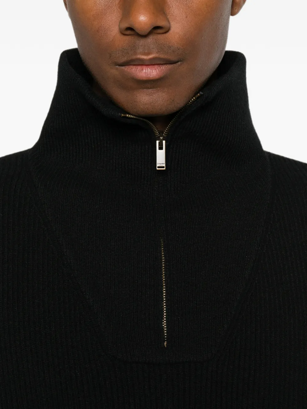 Saint Laurent Ribgebreide trui Zwart