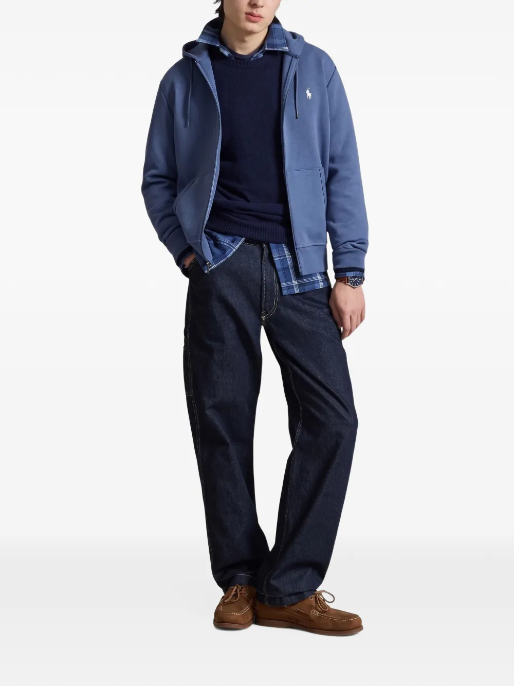 Polo Ralph Lauren Dubbelgebreide hoodie met rits Blauw