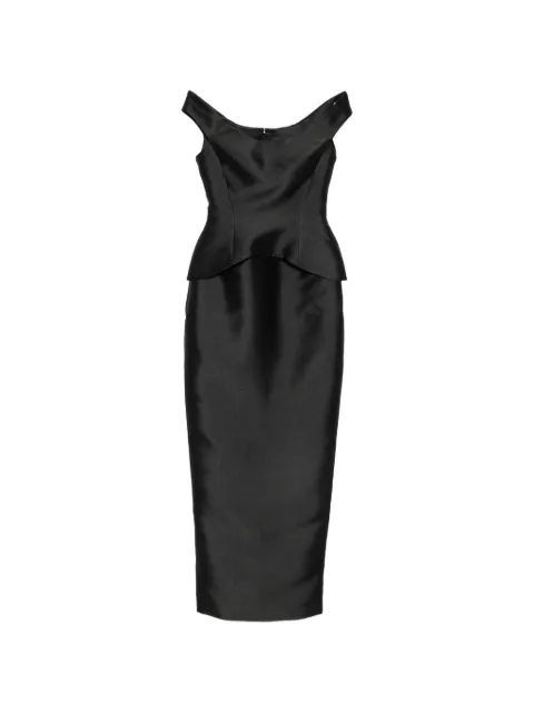 Solace London Pieta off-shoulder peplum-waist maxi dress