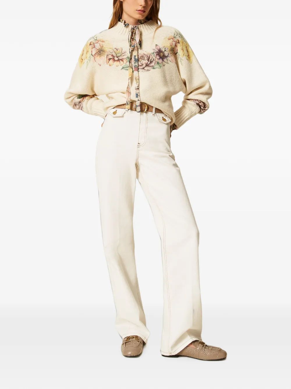TWINSET Straight denim broek Wit