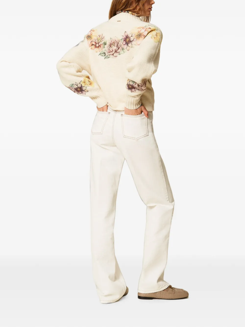 TWINSET Straight denim broek Wit