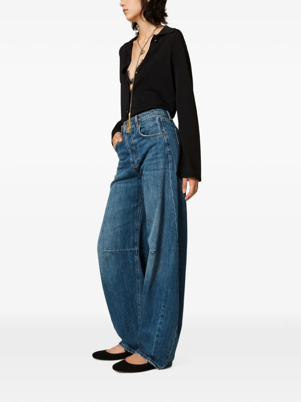 TWINSET Horseshoe jeans met vijf zakken Blauw