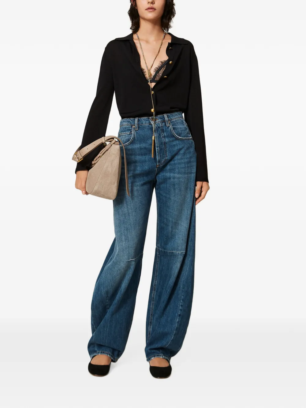 TWINSET Horseshoe jeans met vijf zakken Blauw