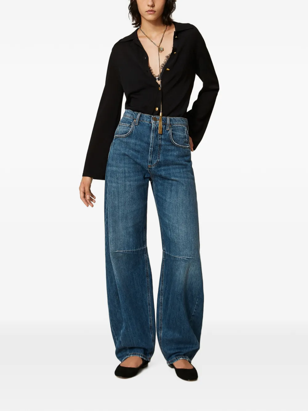 TWINSET Horseshoe jeans met vijf zakken Blauw