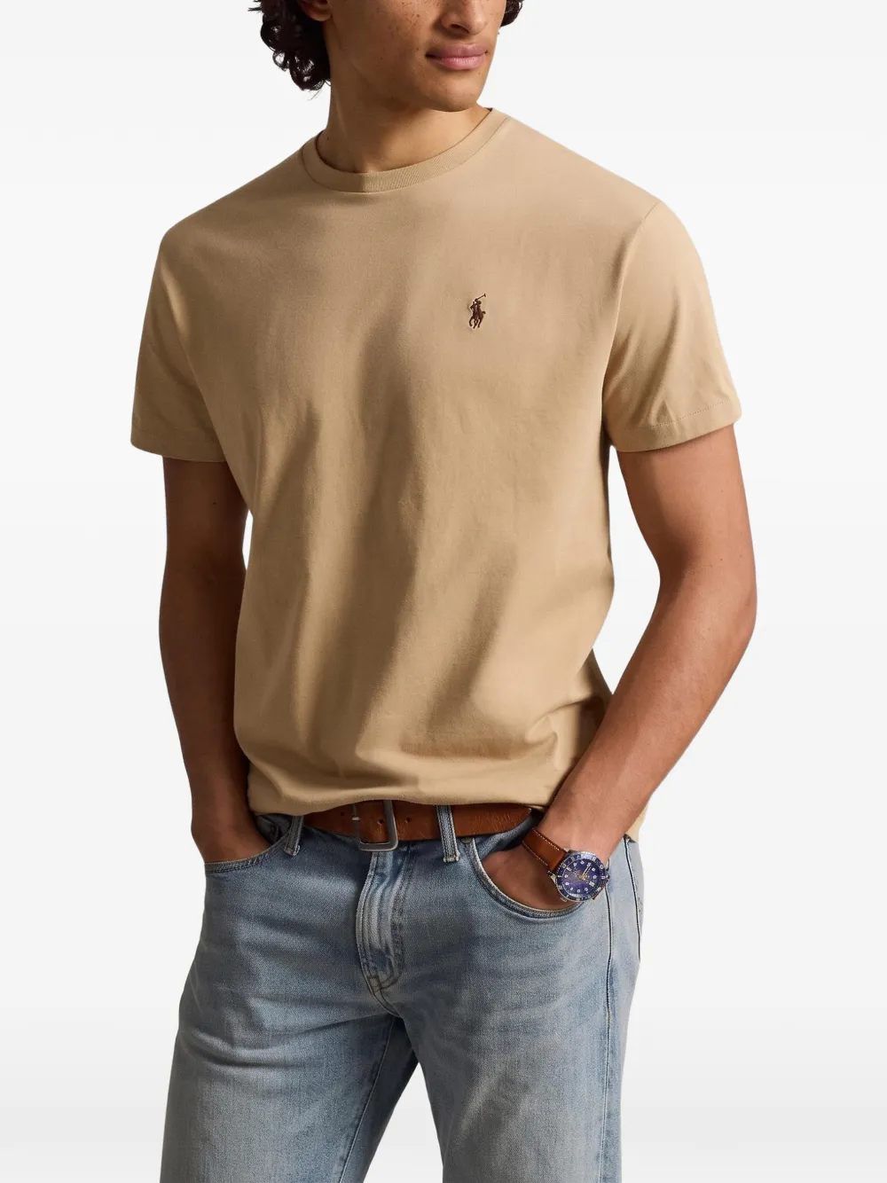 Polo Ralph Lauren custom slim-fit jersey crewneck T-Shirt Beige