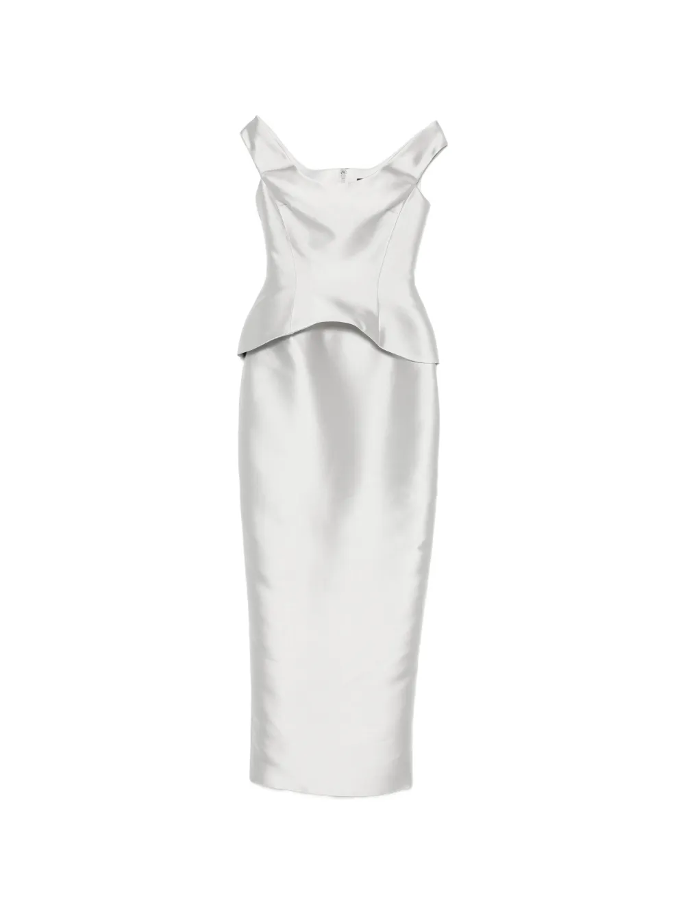 Solace London Pieta off-shoulder peplum-hem maxi dress - Argento