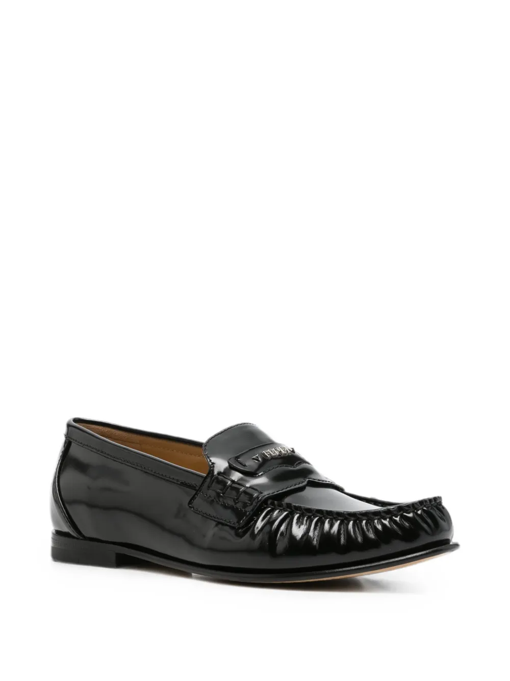 FENDI Scrunch gesmockte loafers met logoplakkaat Zwart