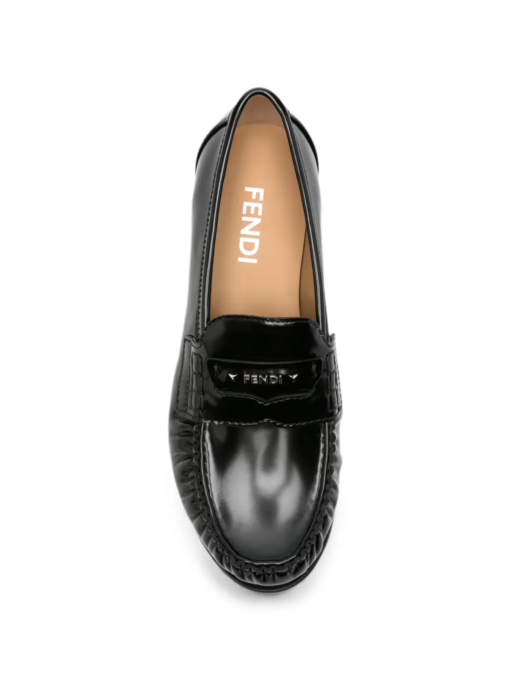 FENDI Scrunch gesmockte loafers met logoplakkaat Zwart