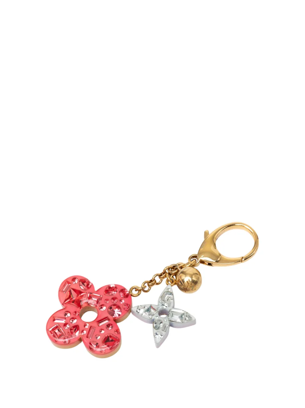 Louis Vuitton Pre-Owned 2009 Gold Plated and Resin Glam Flower Bag Charm and Holder key chain - Oro
