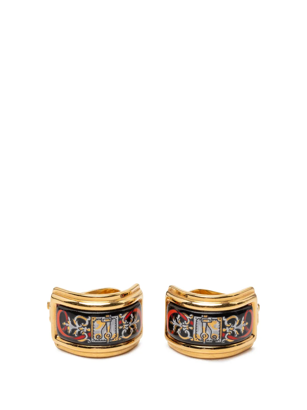 Hermès Pre-Owned 20th Century Gold Plated Enamel Cloisonne Clip On Earrings costume earrings - Nero
