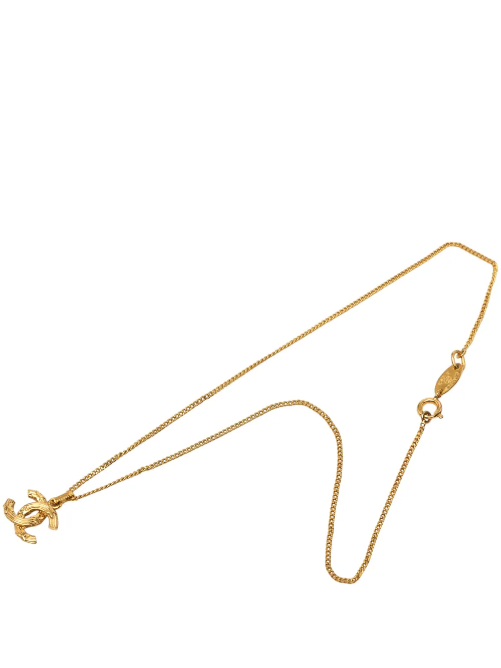 CHANEL Pre-Owned 1982 CC Gold Plated Textured Pendant Necklace costume necklace - Oro