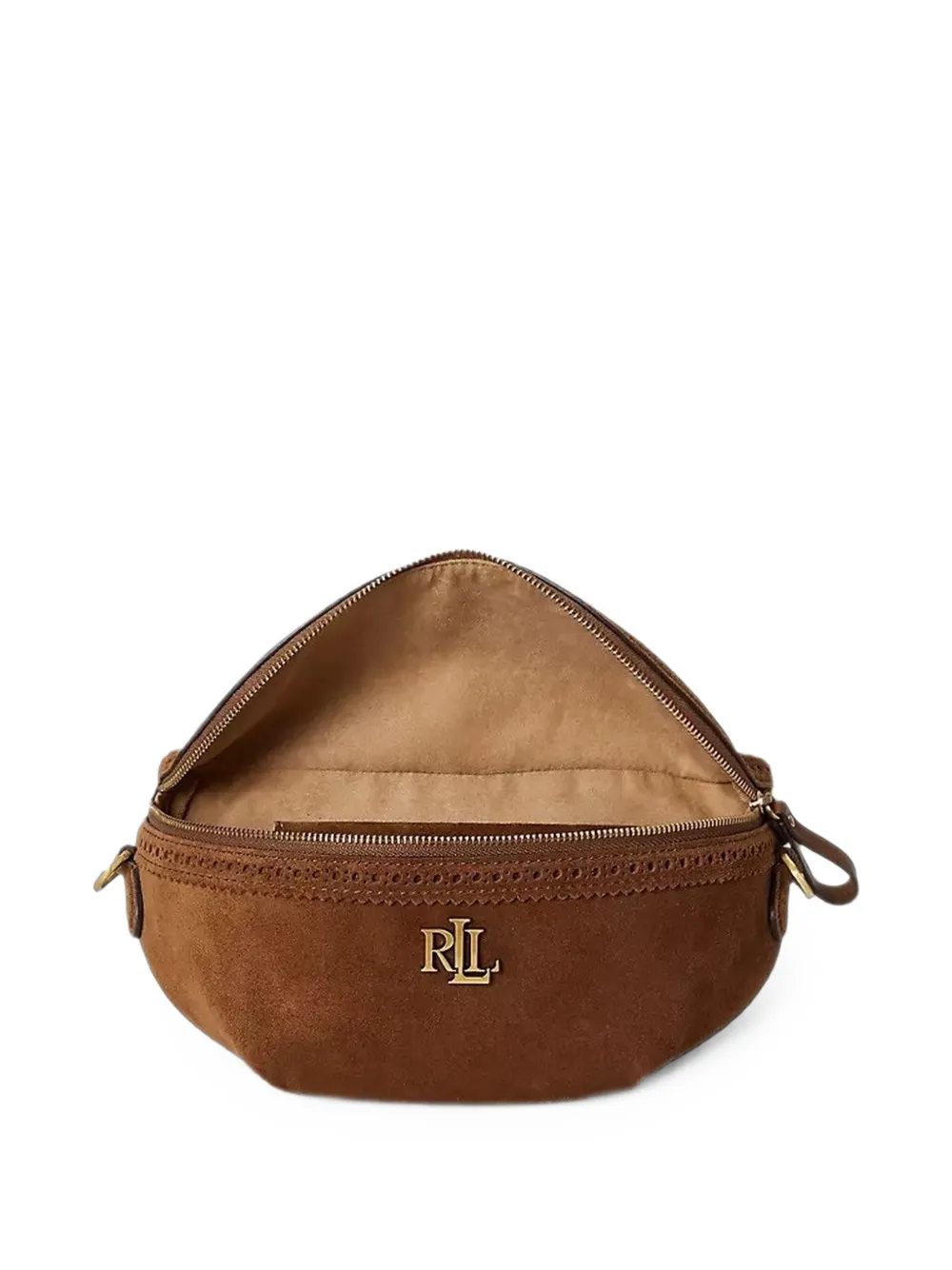 Lauren Ralph Lauren Suède heuptas met geperforeerde details Bruin